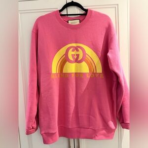 Gucci Pink Crewneck with Yellow Graphic